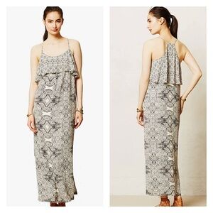 Anthropologie Tiered Paisley Beaded maxi dress